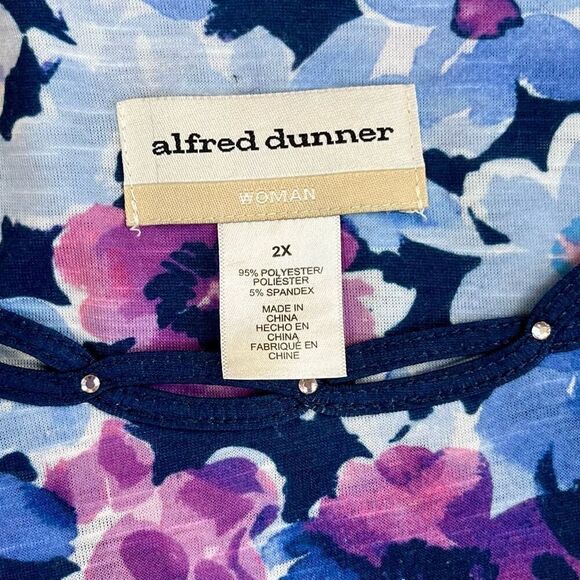 Alfred Dunner Picture Perfect Somen's Flowers and Stripes Knit Top 2X - Picture 8 of 10